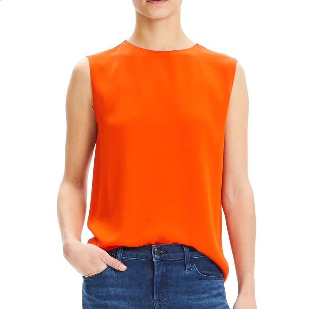 Theory orange silk top/ shell, size small, only worn 2-3 times.